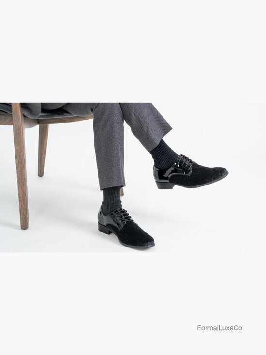 Men\'s Velvet Tuxedo Oxford Dress Shoes Formal Lace-Up main image 4
